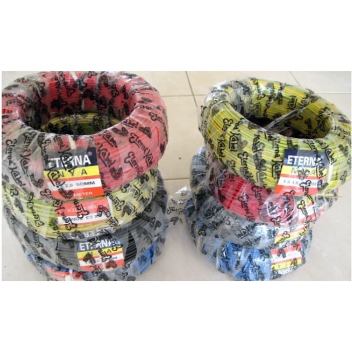 ETERNA KABEL NYA 1X1.5 50M BIRU / MERAH / HITAM / KUNING 50METER 1X1,5 - Hitam Termurah