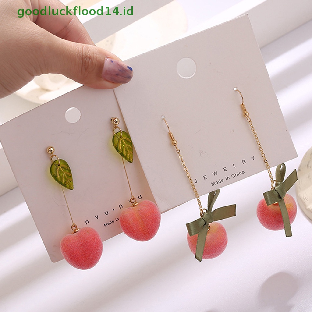 Anting Drop Rumbai Daun Peach Simulasi Warna Pink Untuk Hadiah Perhiasan Pesta Perempuan