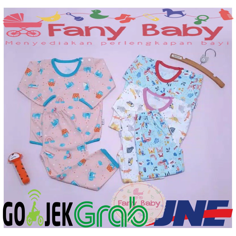 Little Queen Setelan Baju Lengan Panjang Kancing Pundak &amp; Celana Rib isi 3 pcs