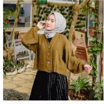 Cardigan Marinka Balony Tangan Panjang Cardigan Rajut Wanita Terbaru 2021 Kekinian