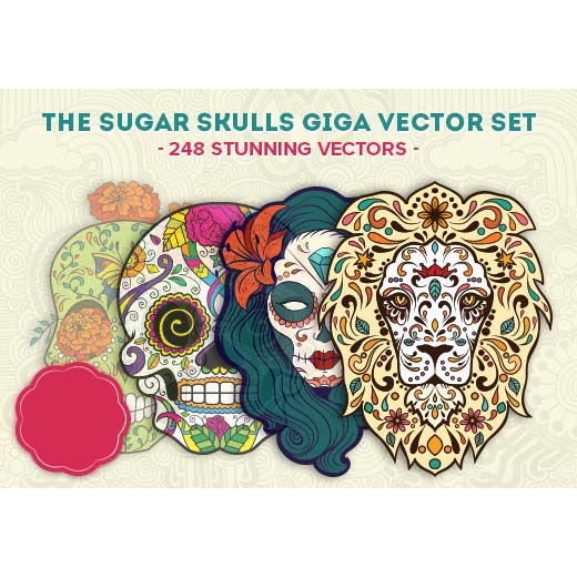 Designious - Sugar Skulls Vector Pack - Coreldraw