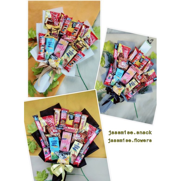 

Buket snack, hadiah wisuda, hadiah ujian sidang, buket ulangtahun, buket bunga, bunga wisuda murah