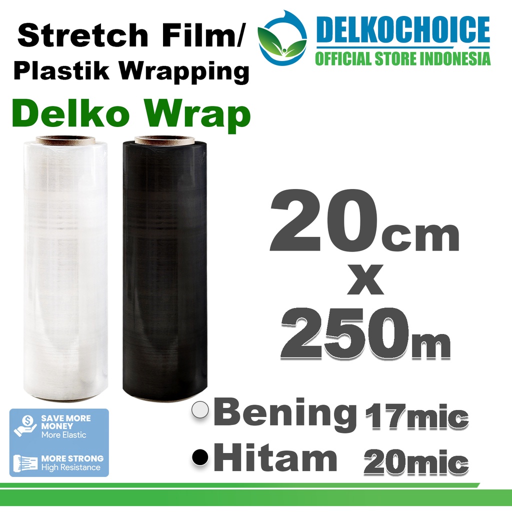 

Plastik Wraping Stretch Film 20cm x 250m DELKOWRAP WRAPPING Pembungkus / SATUAN