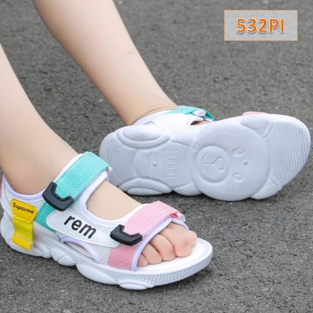 Sandal Anak Cewek Cowok Suporme Rem Pink Tosca (532)