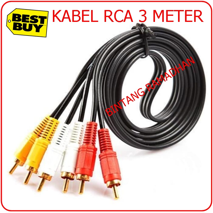 KABEL RCA 3 TO RCA 3 - KABEL VIDEO AV - KABEL MERAH PUTIH KUNING 3M