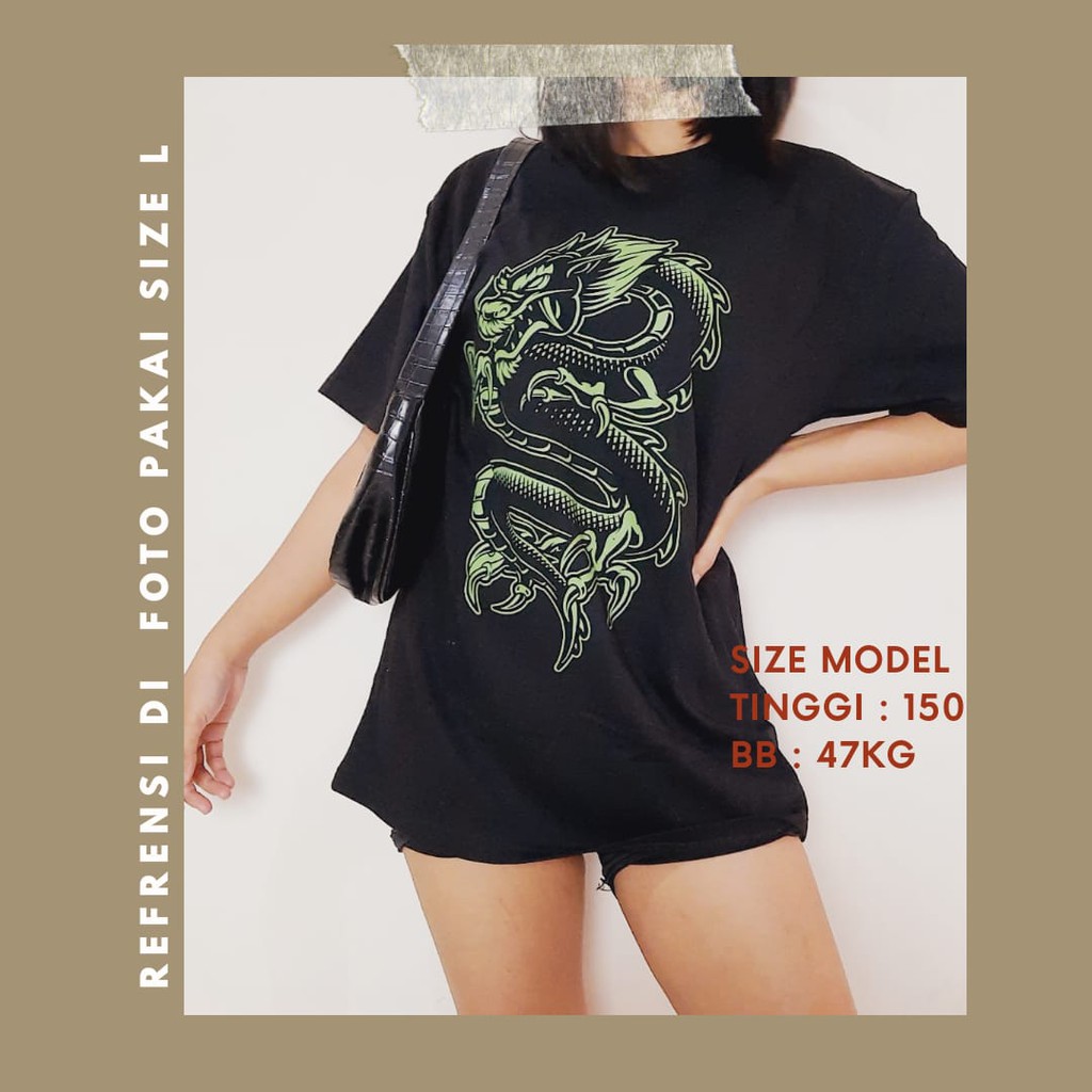 Tshitrallday Kaos Premium Unisex Pria &amp; Wanita bisa Oversize 100% Cotton Combed GRAPHIC GREEN DRAGON