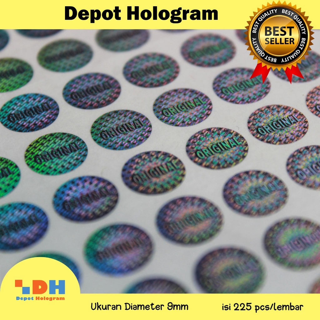 Stiker Hologram 3D Original Bulat 9 mm Silver - Segel Rusak Motif Sarang Tawon