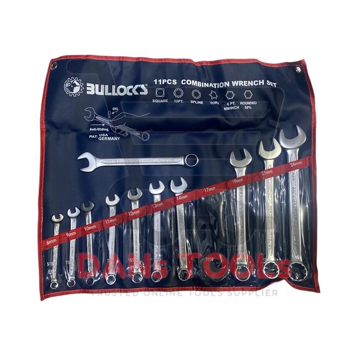 Kunci Ringpas Set 11 Pcs BULLOCKS 8-24mm - Kunci Ring Pas Set 11pc