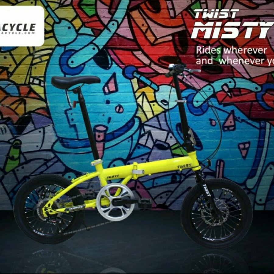 Sepeda Lipat 16 Inch VIVA CYCLE TWIST MISTY 7 Speed Frame Steel Garansi Kredit Cicilan COD SNI-Kuning