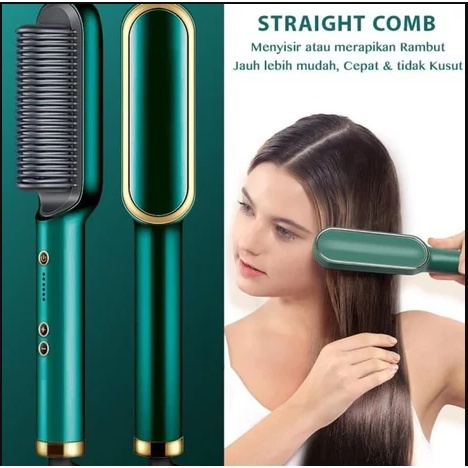 Catokan Sisir Pelurus Dan Rambut Lonic 2 In 1 Heated Straightening - Fw88