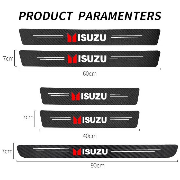 Isuzu 9Pcs Stiker Pintu Mobil Carbon Fiber Sill Protection Auto Anti Gores Anti Slip Untuk Dmax Mux Trooper MU7 TFR Panther Elf Traga Crosswind Panther Sportivo