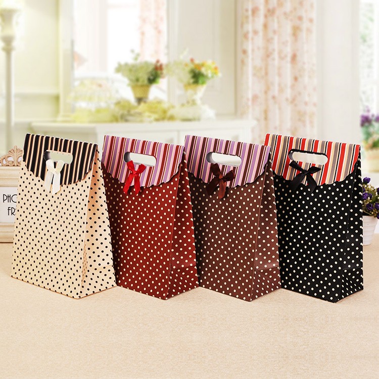 

paper bag polka motif L, paper bag hadiah paper bag motif