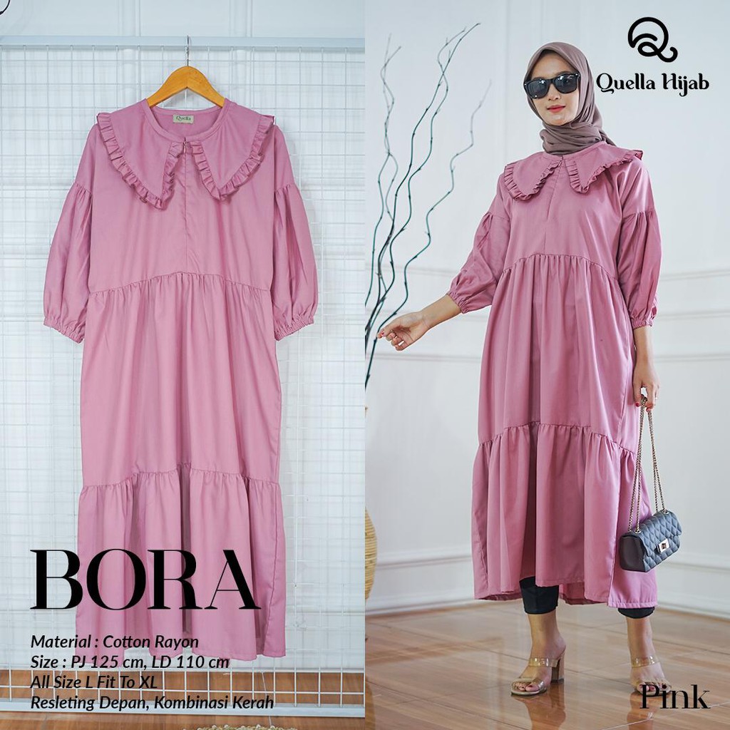 Midi Dress Jumbo Katun Toyobo Krah Smoke Borra , all size