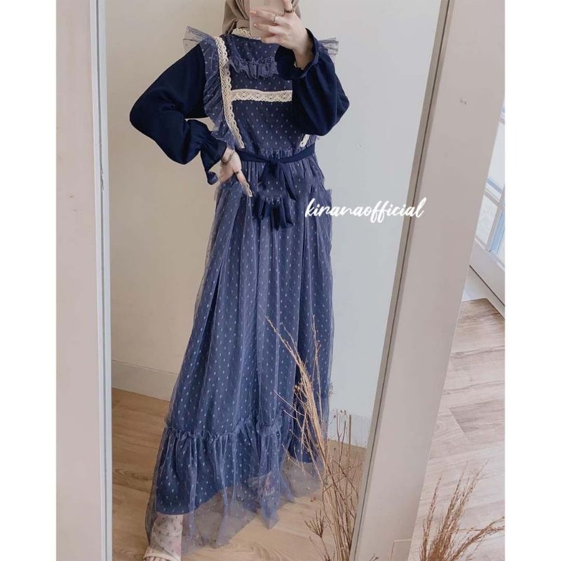 Sabila lace dress organza // zipper lace organza tile dot