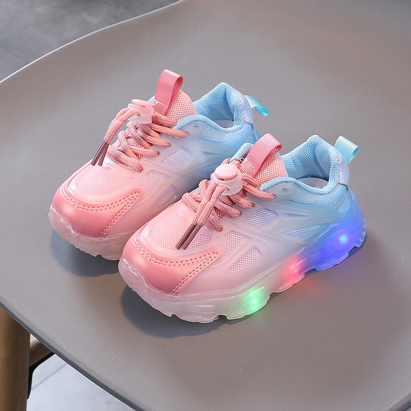 Juragan Junior [COD] Sepatu REBY Lampu LED Anak Perempuan Import Size 21-30