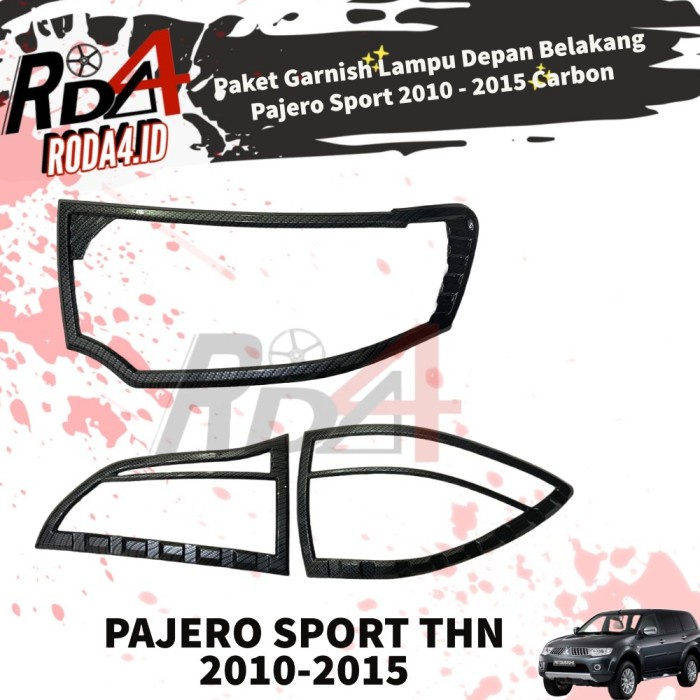 Garnish Pajero Sport 2010 2015 Cover Mobil Lampu Depan Belakang Carbon