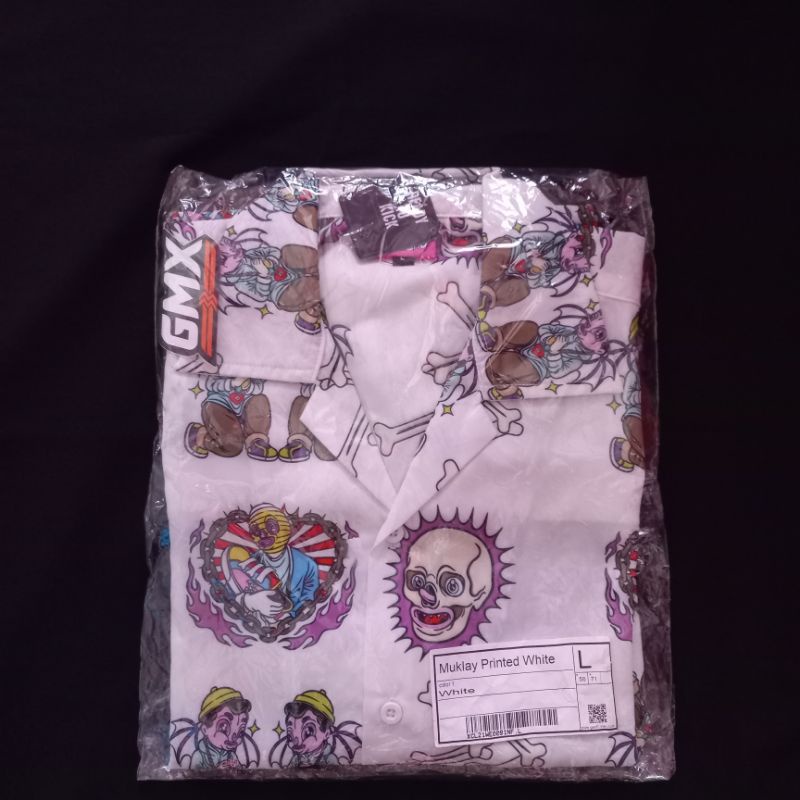 geoff max X muklay printed white shirt L
