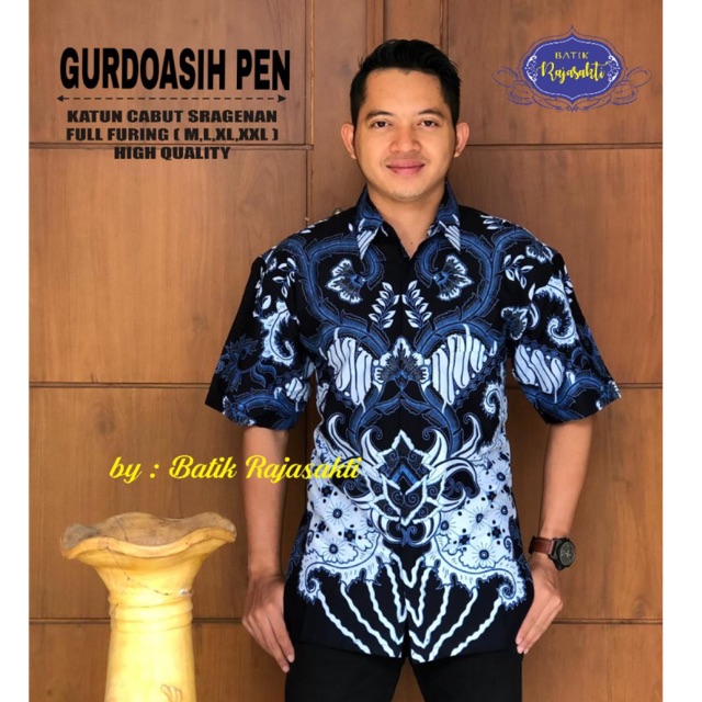 Batik Pria GURDOASIH Pendek Katun Cabut Full Furing Termurah