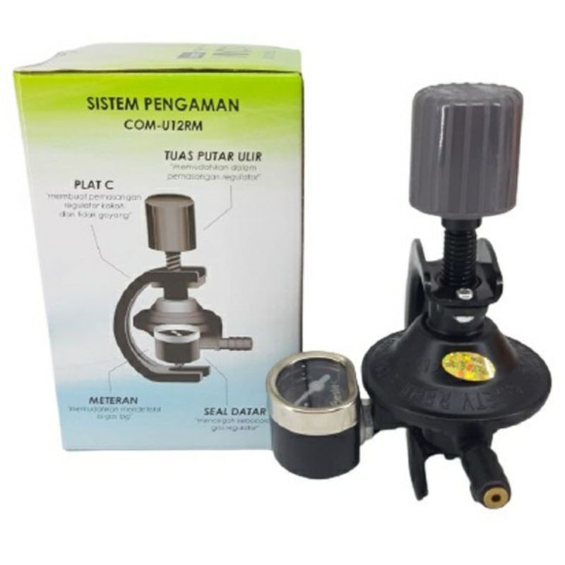 Paket Regulator Gas + Selang Flexi Destec / Selang Regulator Gas / Kepala Gas Destec Meter U12RM FREE Selang Gas 1.8M