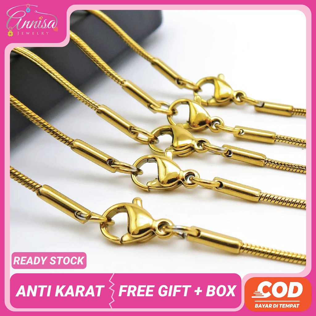 Kalung Rantai Polos Belut Gold/ Silver READY