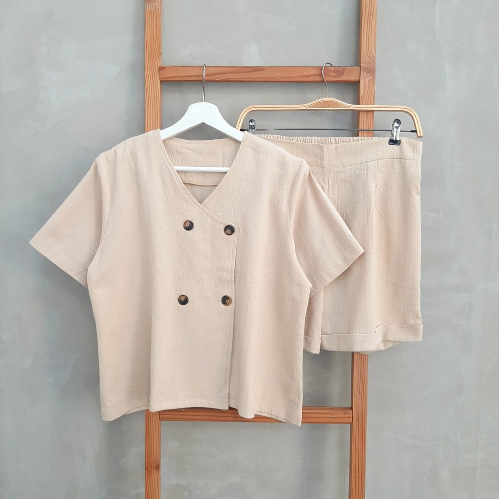 CallieTamami - A 6124  Oneset linen crincle-Beige