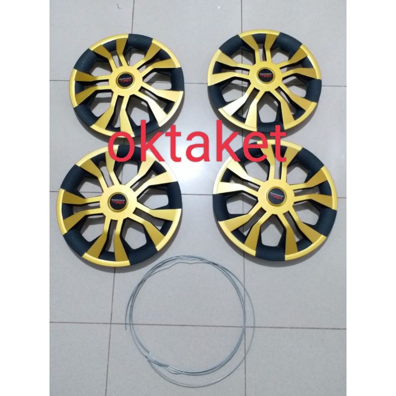 Dop velg cover tutup whelldop list Gold ring 13 &amp; 14 mobil universal Agya Ayla Kijang Carry Avanza Xenia Calya Sigra Corolla Etios Innova Limo Granmax Luxio Datsun go Kia visto Futura Karimun Wagon Soluna Starlet City Jazz Phanter Mirage Evalia  Apv Arena