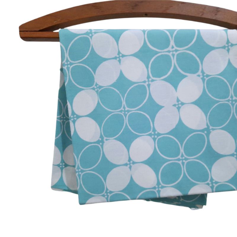 Kain Batik cap sewarna pastel hijau turkis motif kawung bejel