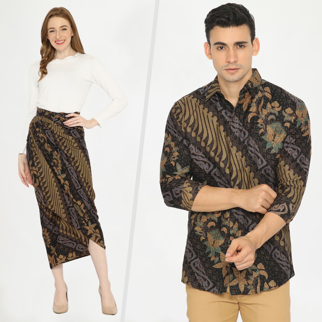 BAJU BATIK COUPLE  Kemeja Rok Lilit Instan Batik Pria Lengan Panjang Slimfit Premium Warna Hitam 727818 Cap 72 - Baju Kemeja Atasan Pakaian Batik Couple Cople Pria Cowok Laki Laki Remaja Keluarga Lengan Panjang Modern Slimfit Premium Kekinian