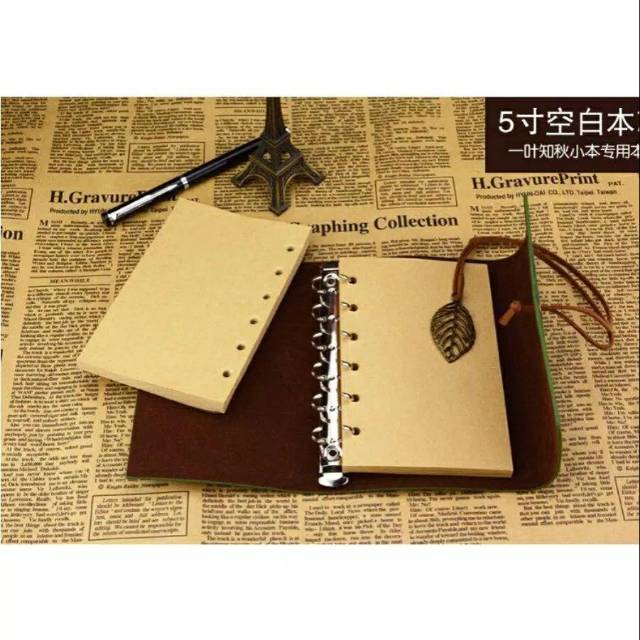

Isi Buku Catatan Binder Kulit Retro Leaf Kertas A6 - Vintage