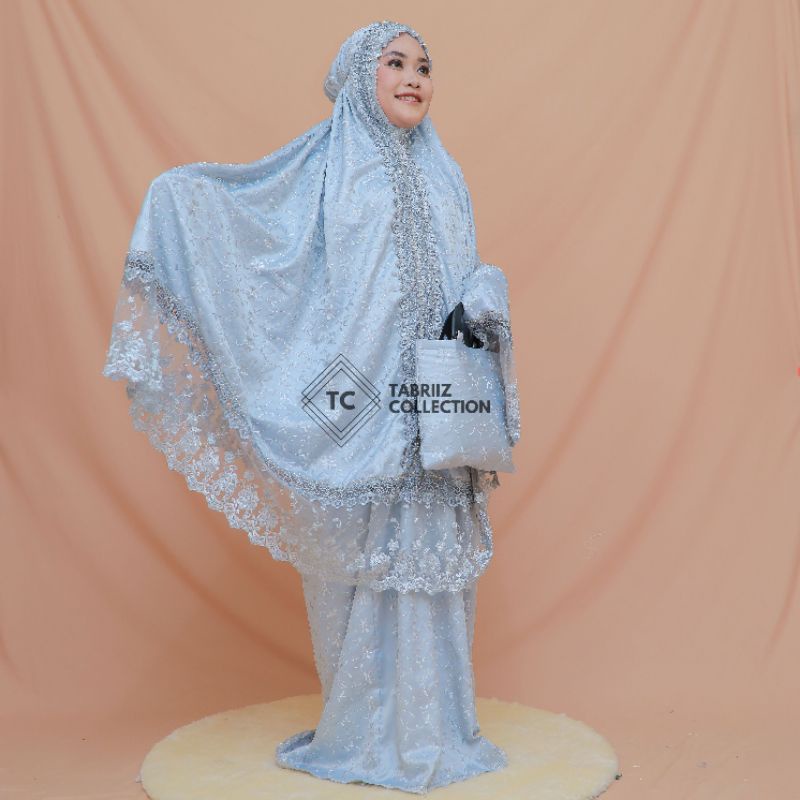MUKENA DEWASA ELEGAN SUTRA PARIS RENDA TILE