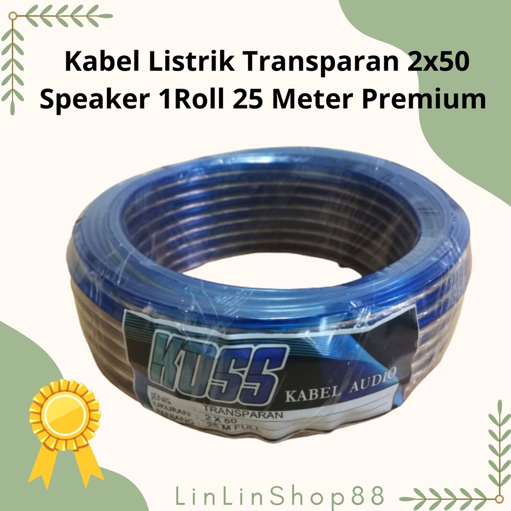 Kabel Listrik Transparan 2x50 Audio Speaker 1Roll 25 Meter dan 20 Meter Premium