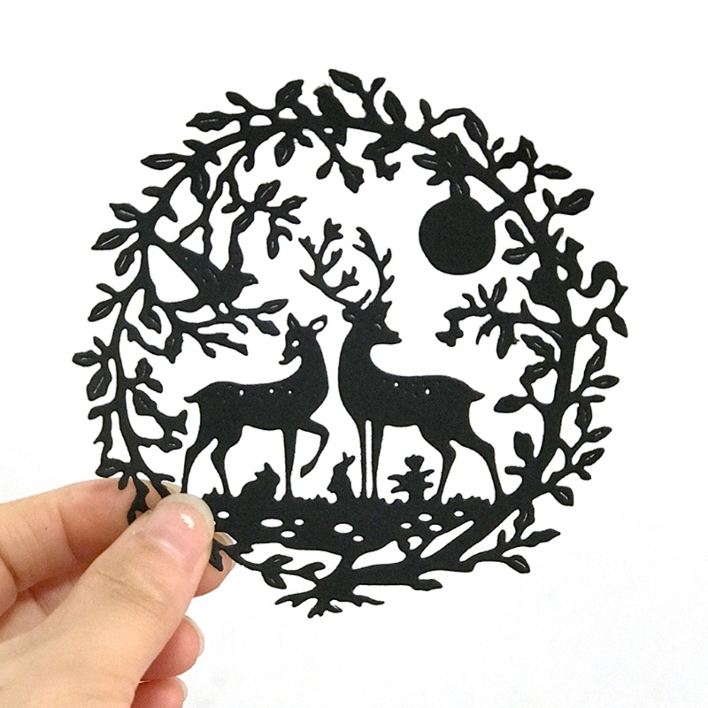 Cetakan Stensil Cutting Dies Motif Rusa Natal Bahan Metal Untuk Scrapbook / Craft DIY / Embossing