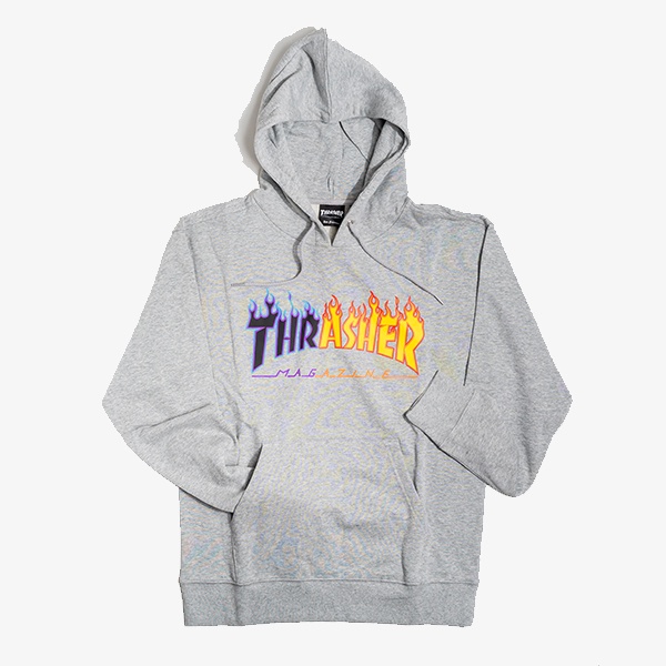 Thrasherr JLP Flame Reburn Grey Hoodie