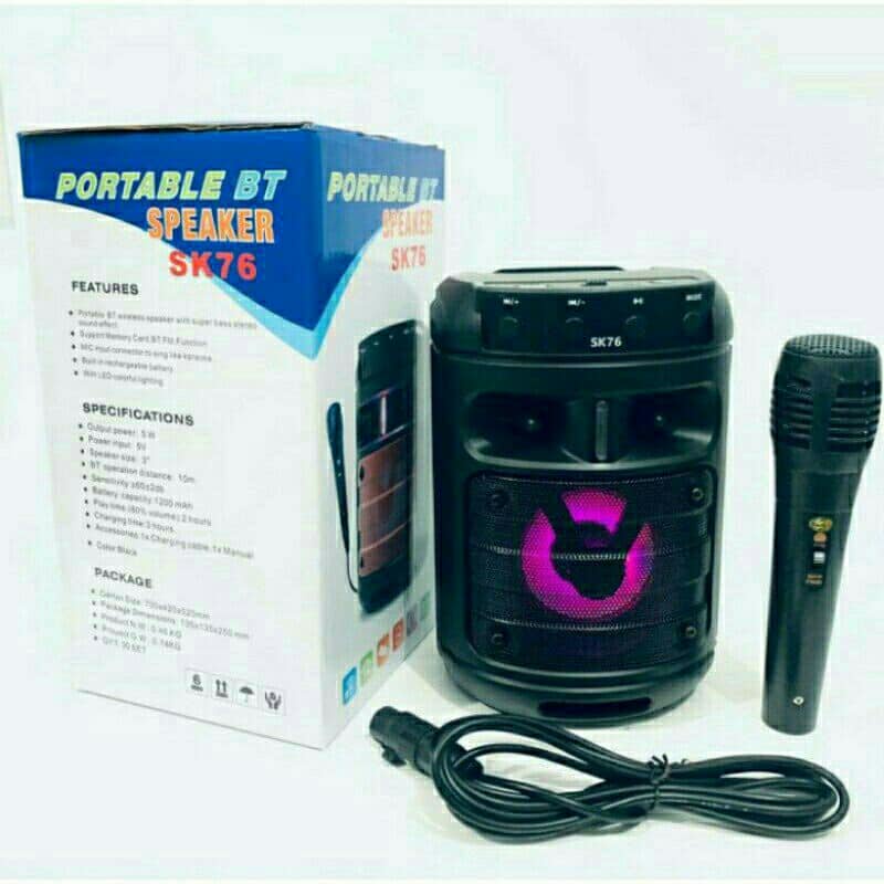 Speaker Buletooth Karaoke SK-76 Bonus Microphone