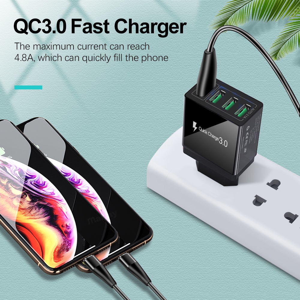 Travel Charger USB Fast Charging 4 Port QC3.0