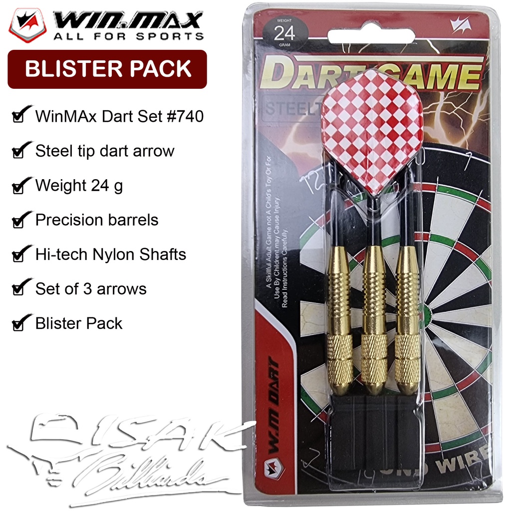 WinMax Steel Tip Dart Arrow - 740 Blister Pack Panah Jarum Papan Darts