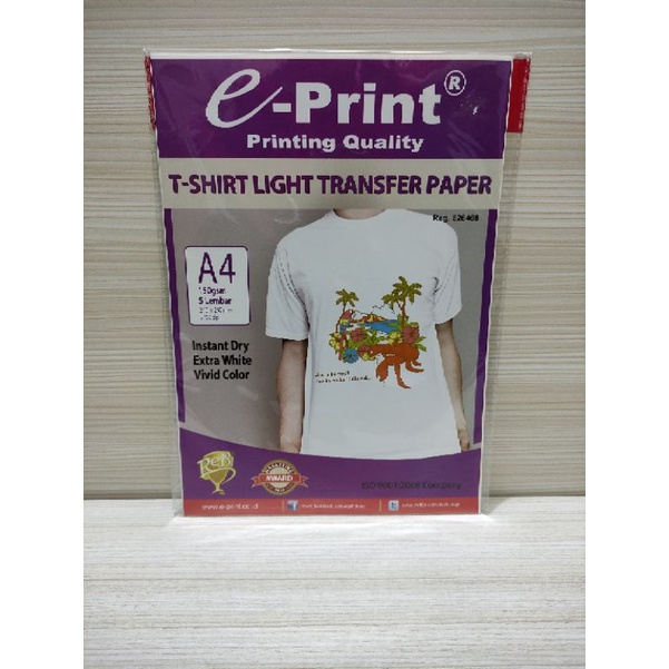 

Kertas T-shirt light transfer paper e-print A4 150gsm