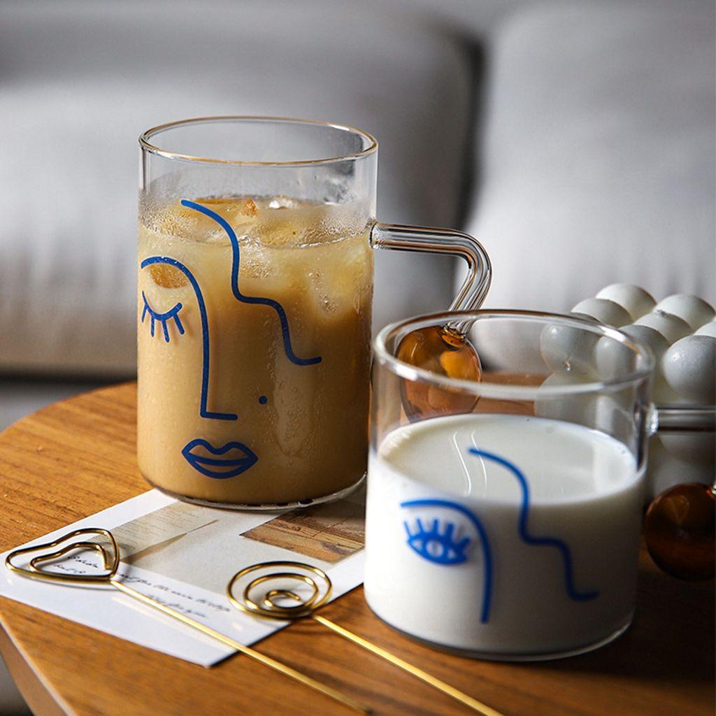 Lanfy Gelas Kaca 1pcs Fashion Transparan Dengan Pegangan Kreatif Untuk Teh,Kopi,Susu Perlengkapan Makan Drinkware