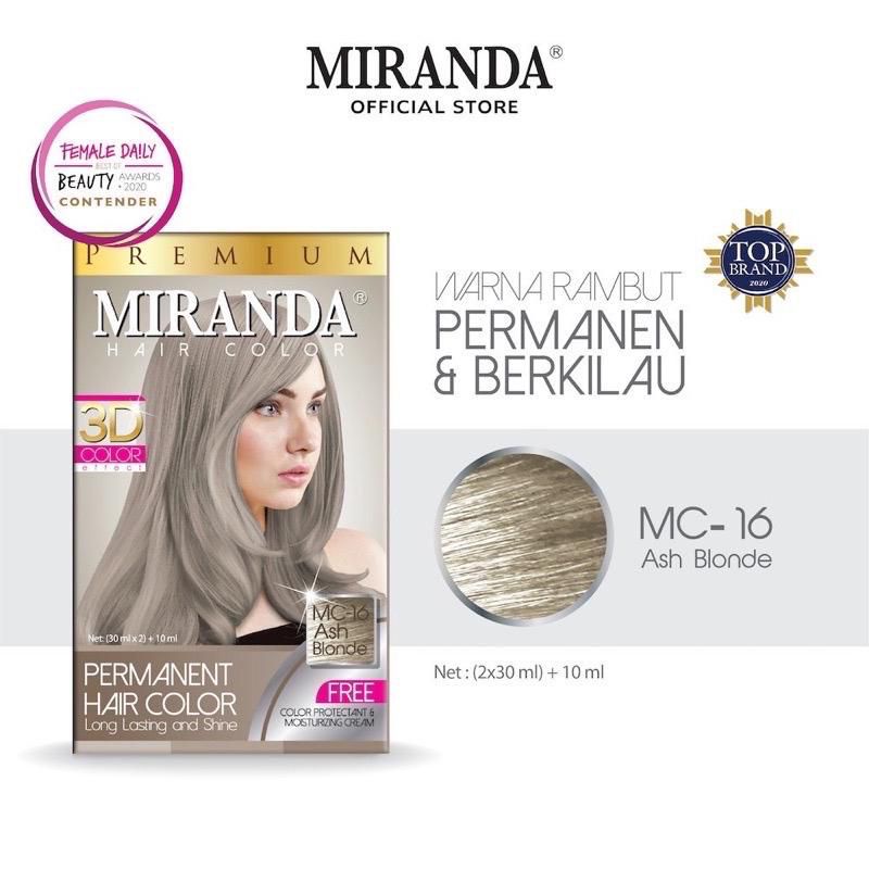 Miranda Hair Color (Cat Pewarna Rambut Permanen) MC16 Ash Blonde Grey 30ml