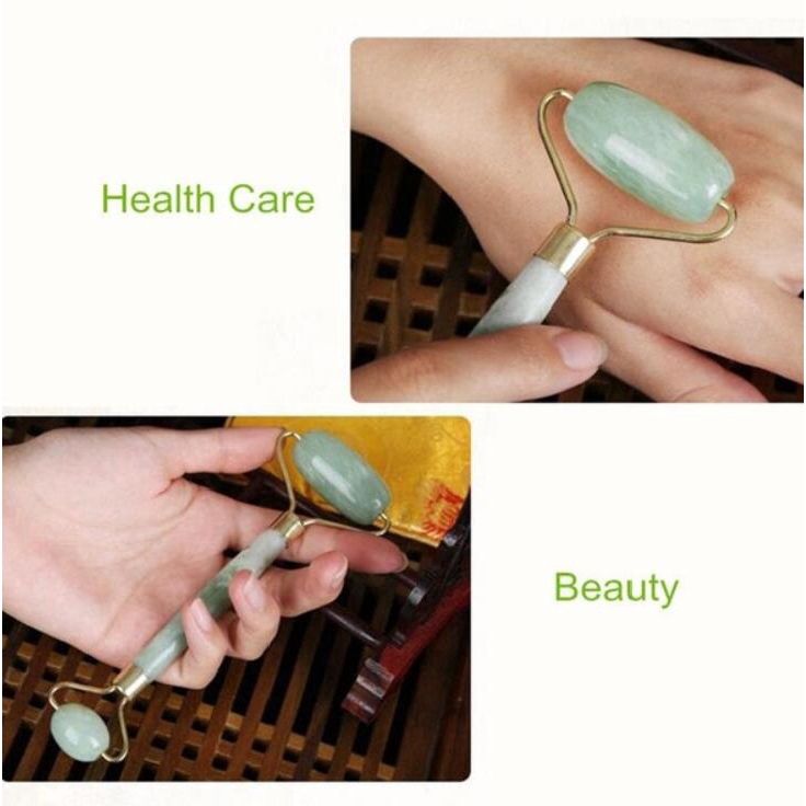 Natural Facial Jade Roller Face Thin + Body Gua Sha Board Massager Tool