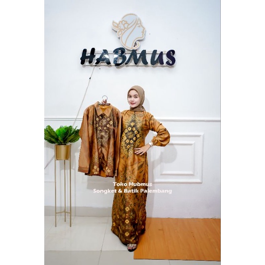 couple gamis jumputan palembang asli sutra silk