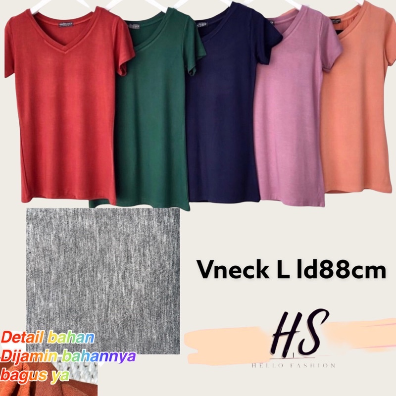 KAOS V-NECK SIZE L/KAOS OBLONG WANITA VNECK/KAOS POLOS WANITA VBASIC/REALPICT