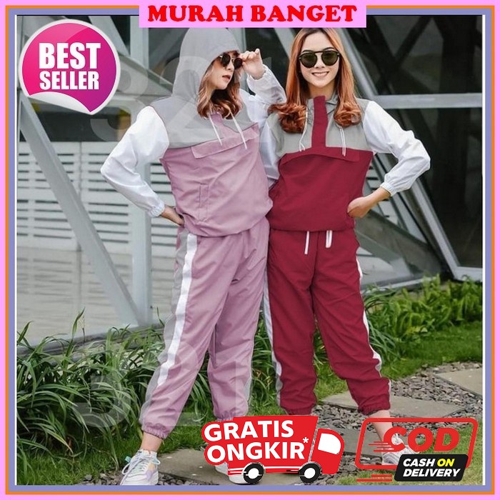 Setelan Sweater Jogger Muslim / Setelan Sporty / Setelan Hijabbig Size / Setelan Santai / Ij [St Rky