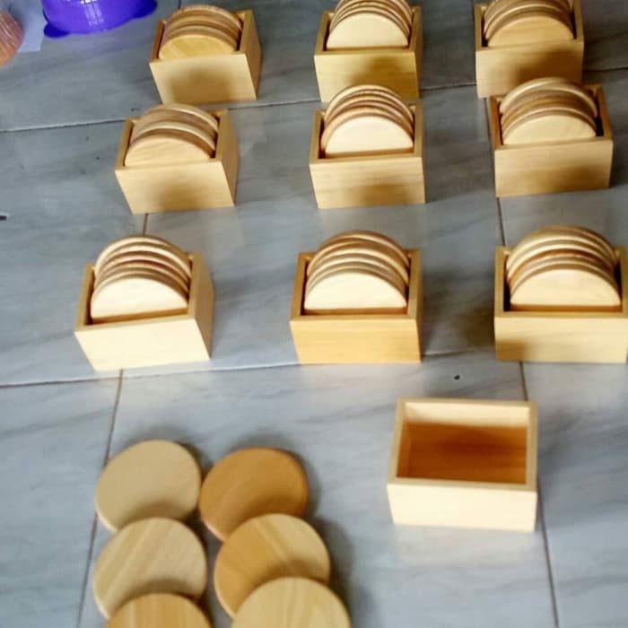 Tatakan Gelas Bulat Set isi 6 / Alas Gelas Set isi 6 / Coaster Set