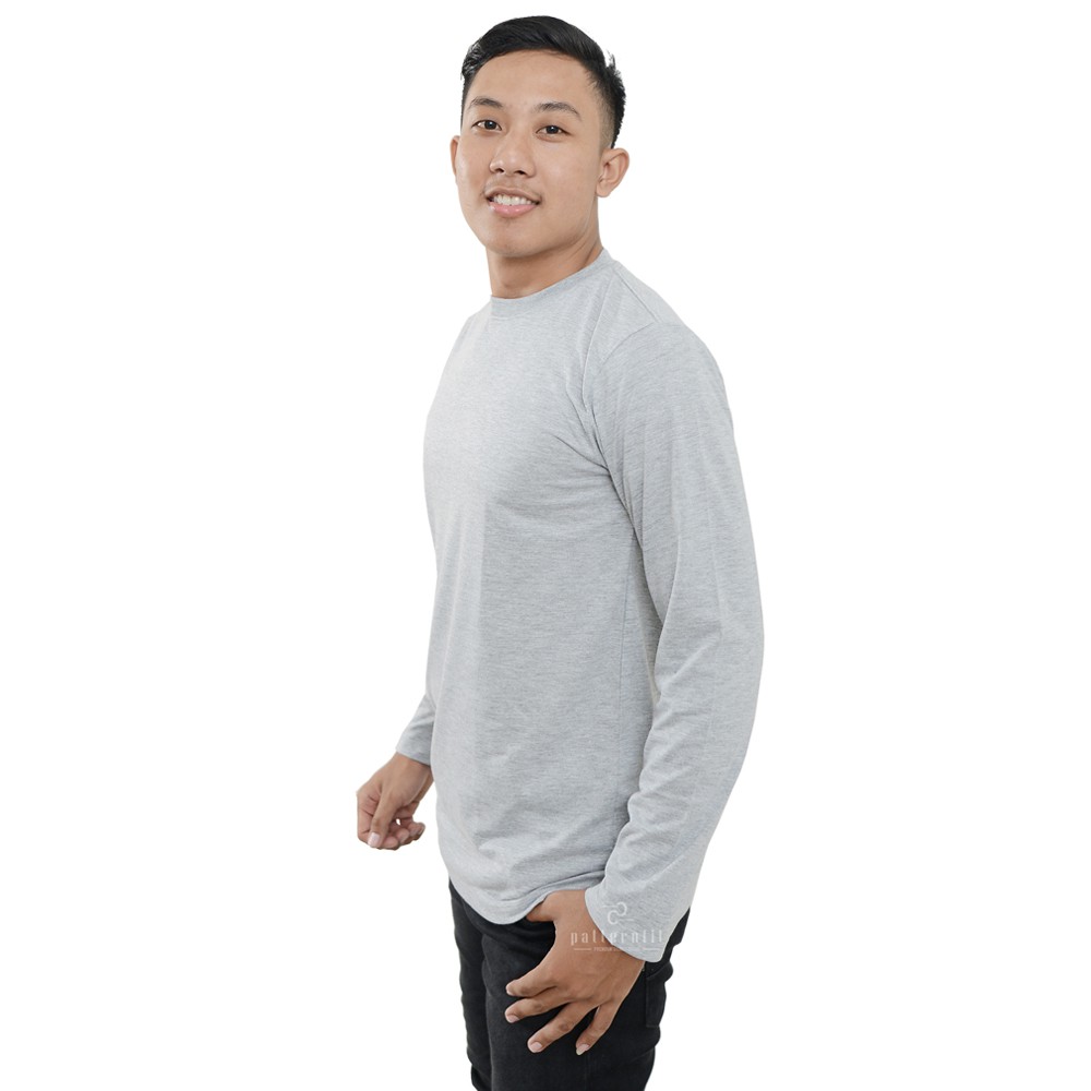 KAOS POLOS ABU MISTY LENGAN PANJANG 100% TWOTONE 30S