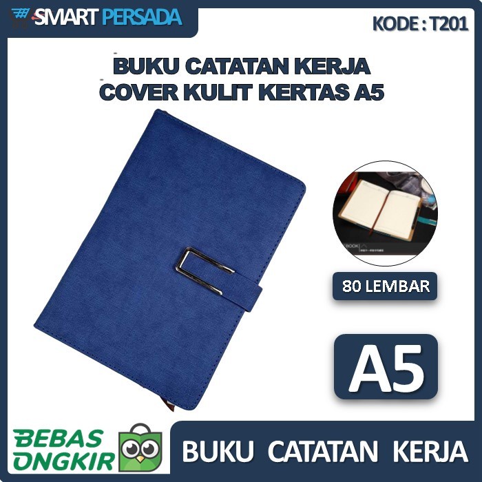 

(BISA COD) Buku Catatan Agenda Kerja Notebook Binder Kulit Harian Planner A5 1 - Biru