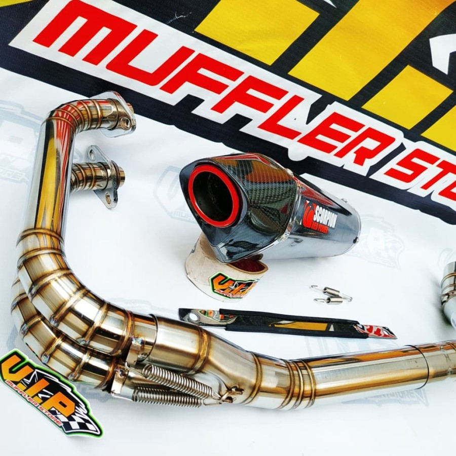 Knalpot SCORPION Red Power Carbon NINJA 250 - NINJA 250FI - Z250 murahhh