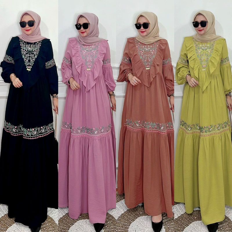 COD || AISYAH DRESS || GAMIS AIRFLOW BORDIR || GAMIS MAROKO || FASHION MUSLIM