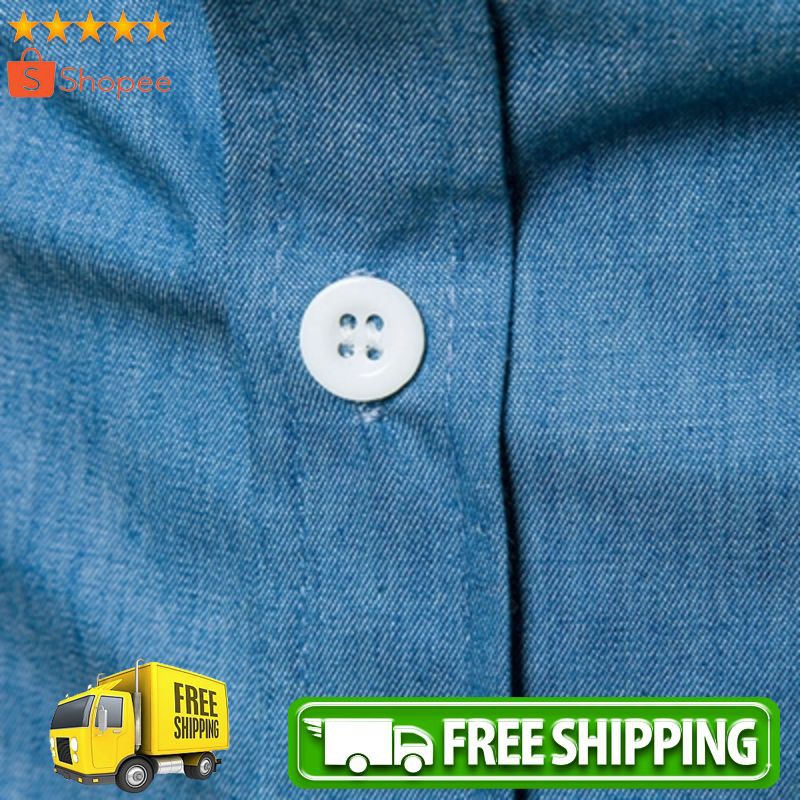 🧥 🅽🅴🆆  Baju|Kemeja Atasan Pria Stand Collar Long Sleeve Spliced Leather Pocket Button Men Shirt