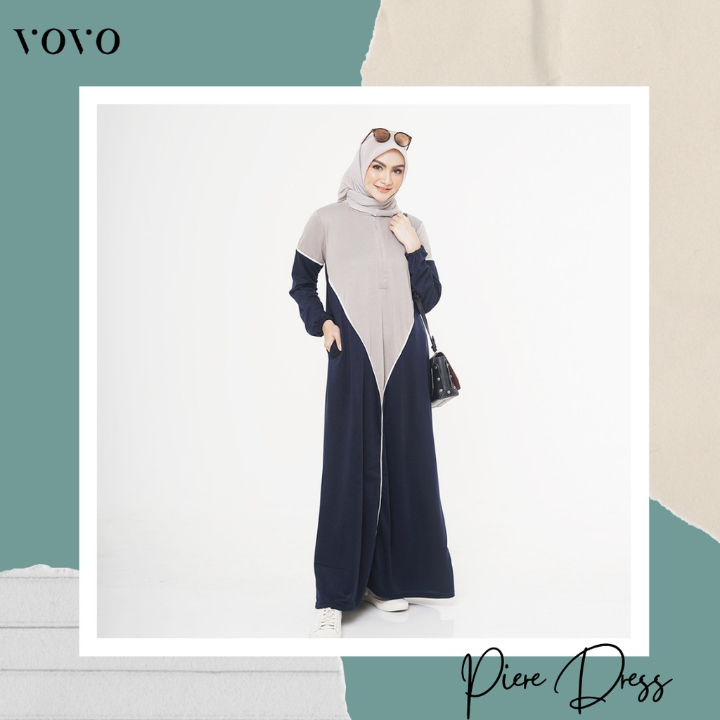 DRESS KAOS PIERE VOVO  - Gamis Syari Remaja Wanita Busui Terbaru Original Polos Daily Modern 2021